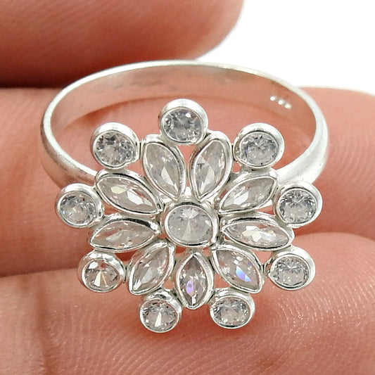 White Cubic Zirconia Wedding Ring 925 Sterling Silver Handmade Jewelry