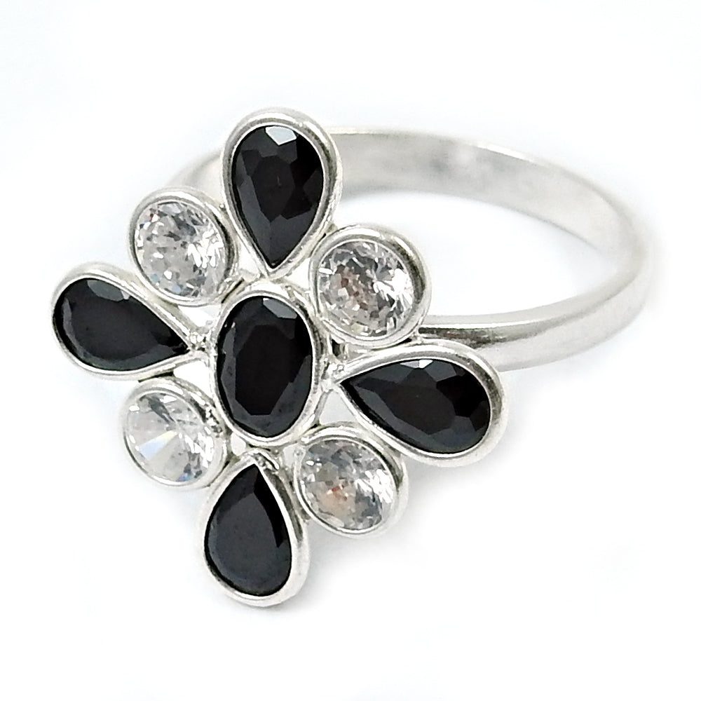 December Birth Cubic Zirconia Solid 925 Silver Statement Ring