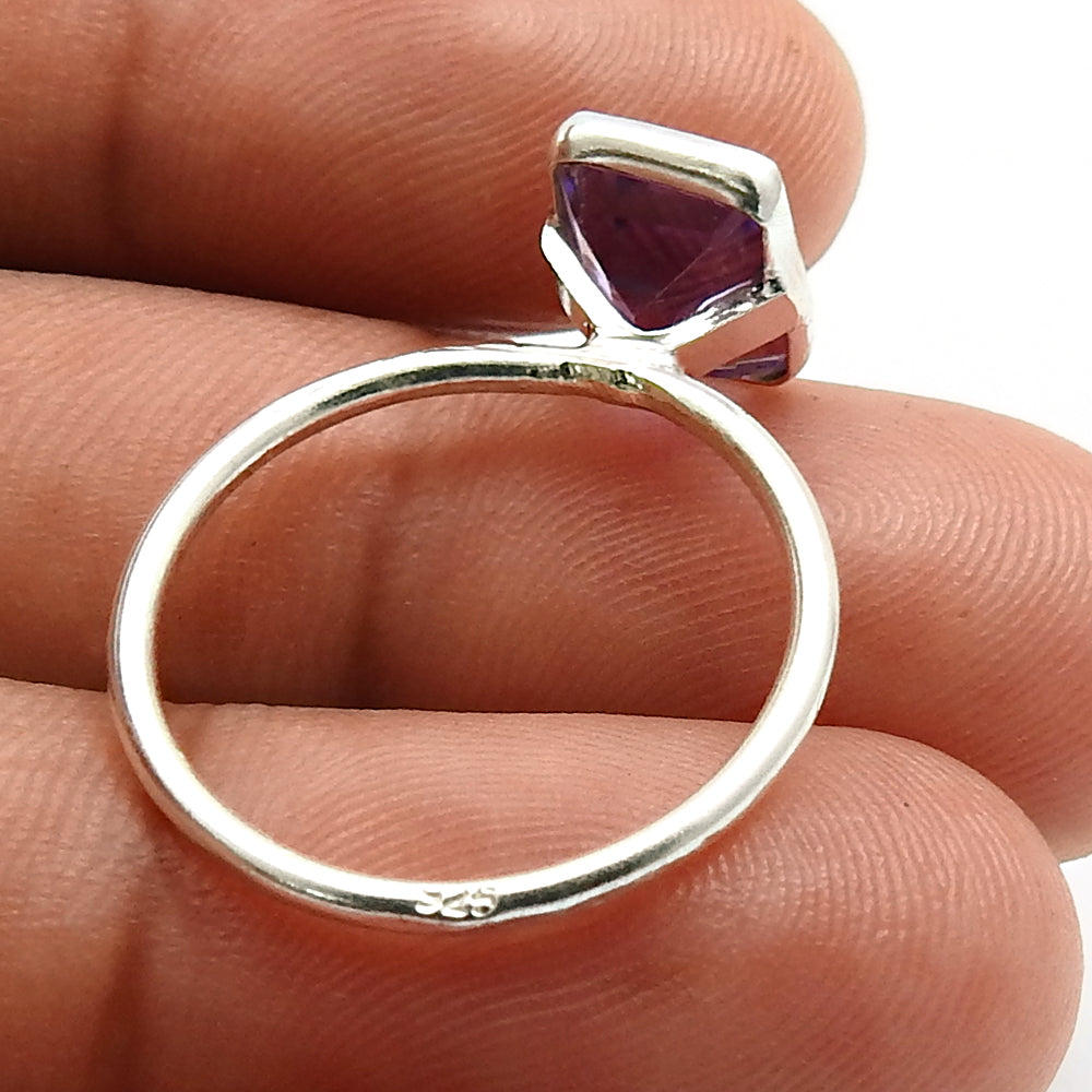 Natural Amethyst Gemstone Cocktail Boho Ring 925 Sterling Silver Q4