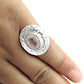 Natural Faceted Rose Quartz Ethnic Ring 925 Silver For Girls
