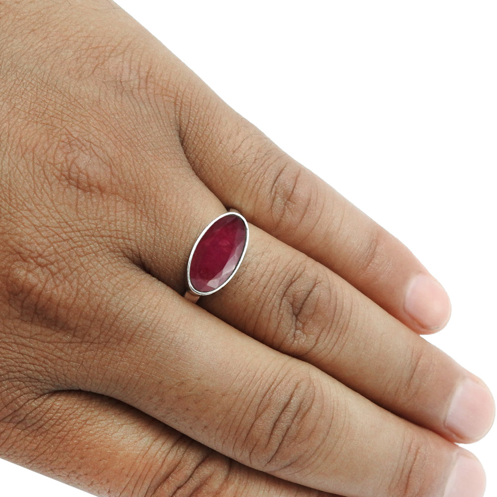 925 Sterling Silver Ruby Gemstone July Birthstone Statement Ring