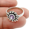 Gift For Her Natural Amethyst Gemstone Flower Ring 925 Sterling Silver S5