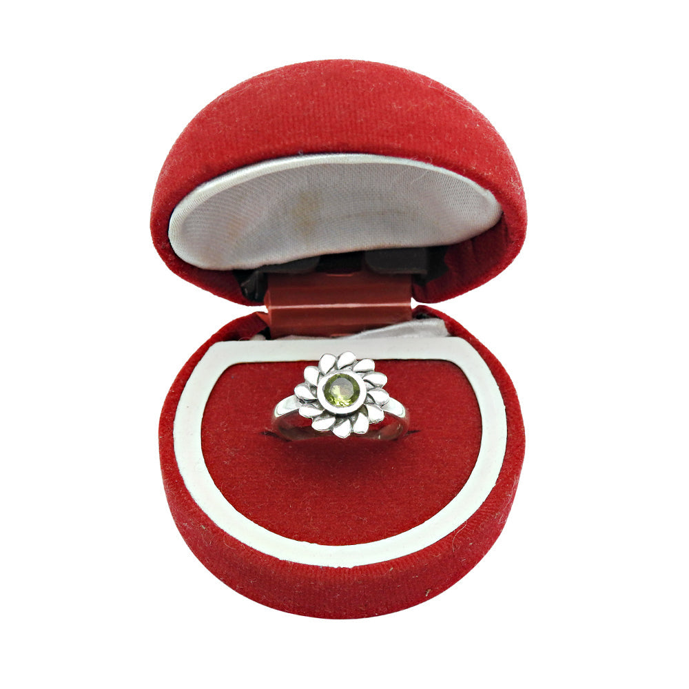 Natural Peridot Gemstone Cocktail Flower Green Ring 925 Silver H24