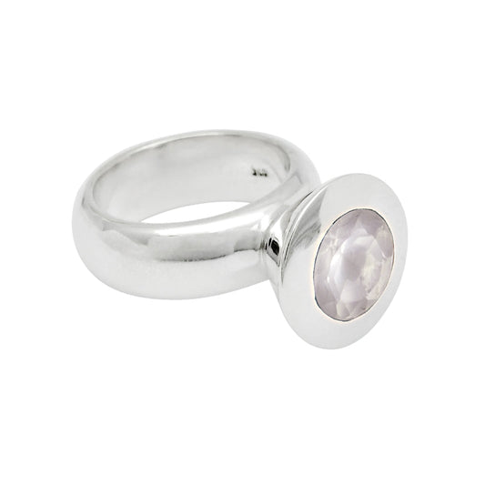 Gift For Woman 925 Silver Natural Rose Quartz Cocktail Ring D28