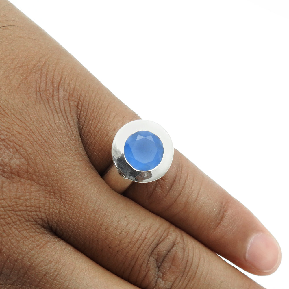 Gift For Woman 925 Silver Natural Chalcedony Gemstone Cocktail Ring F28
