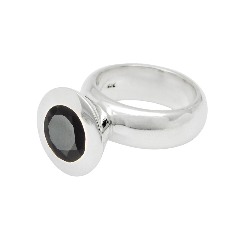 Gift For Woman Cocktail Ring 925 Silver Natural Black Onyx Gemstone H28