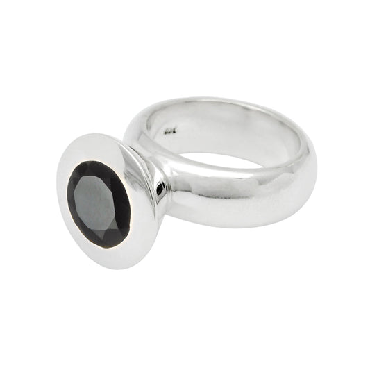 Gift For Woman Cocktail Ring 925 Silver Natural Black Onyx Gemstone H28