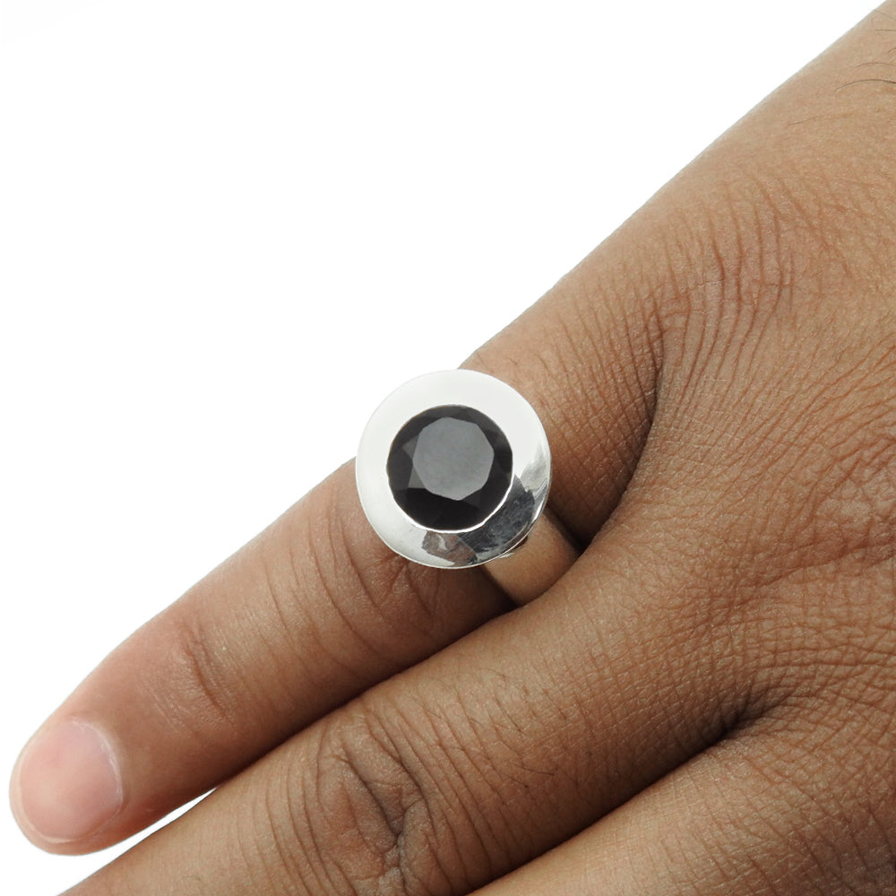Gift For Woman Cocktail Ring 925 Silver Natural Black Onyx Gemstone H28