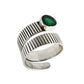 Sterling Silver Round Green Onyx Gemstone Trendy Bezel Promise Band Ring