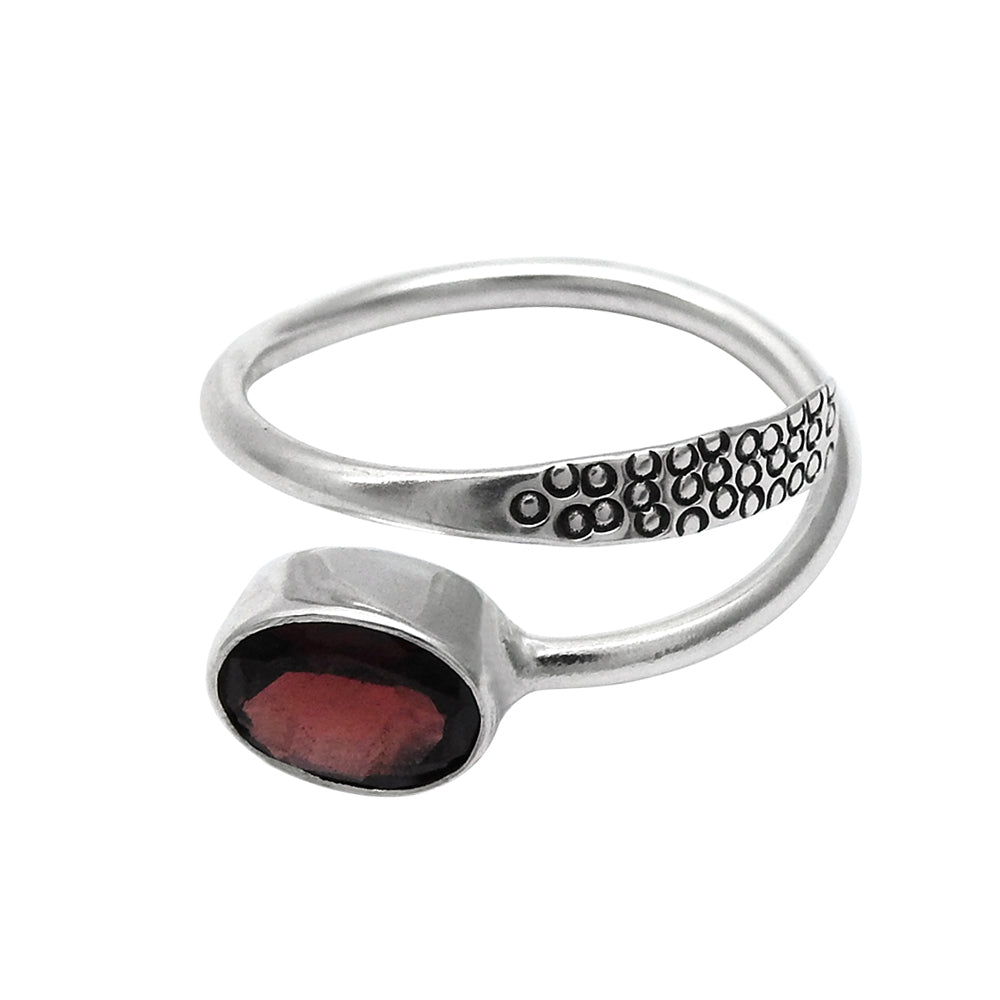 Natural Garnet Sterling Silver Statement January Cocktail Engagement Ring