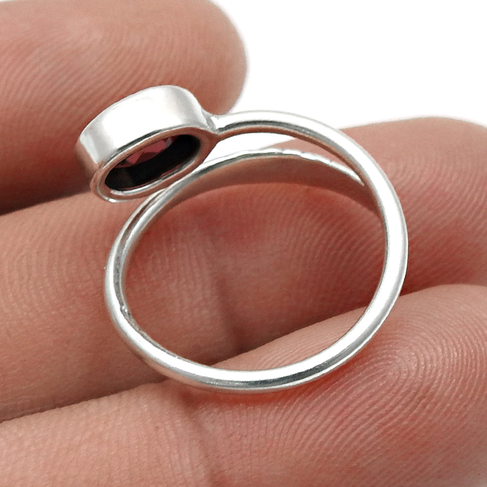 Natural Garnet Sterling Silver Statement January Cocktail Engagement Ring