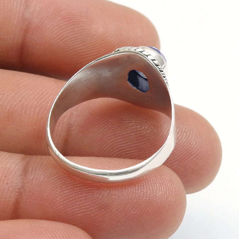 Oval Iolite Gemstone Friendship Day Band Promise New Ring Sterling Silver
