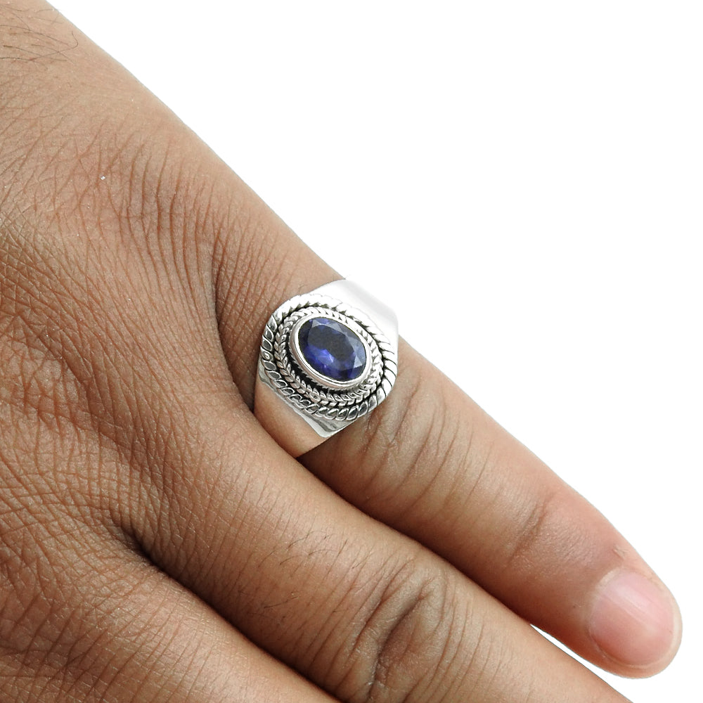 Oval Iolite Gemstone Friendship Day Band Promise New Ring Sterling Silver