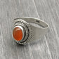 Sterling Silver Oval Natural Carnelian Bezel Cocktail Handcrafted Ring