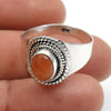 Sterling Silver Oval Natural Carnelian Bezel Cocktail Handcrafted Ring
