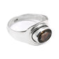 Oval Smoky Quartz Gemstone Elegant Bezel Band Promise Ring Sterling Silver