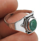 Sterling Silver Heart Chakra Emerald Gemstone Bezel Cocktail Trendy Ring