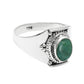 Sterling Silver Heart Chakra Emerald Gemstone Bezel Cocktail Trendy Ring