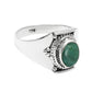 Sterling Silver Heart Chakra Emerald Gemstone Bezel Cocktail Trendy Ring