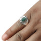 Sterling Silver Heart Chakra Emerald Gemstone Bezel Cocktail Trendy Ring