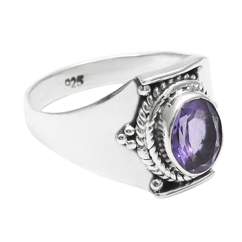 Natural Amethyst February Birth New Cocktail Sister Ring Sterling Silver