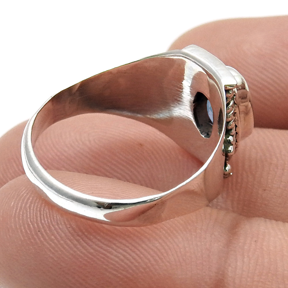 Natural Labradorite Bezel Cocktail Daughter Statement Ring Sterling Silver