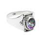 Natural Mystic Topaz Bezel Statement Promise Wife Band Ring Sterling Silver