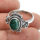 Oval Natural Emerald May Birth Band Promise Engagement Ring Sterling Silver