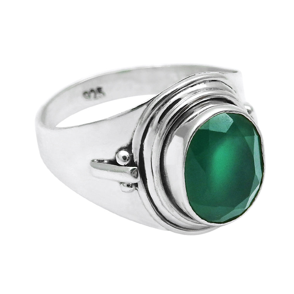 Green Onyx Gemstone Solid 925 Silver Statement Cocktail Ring Jewelry