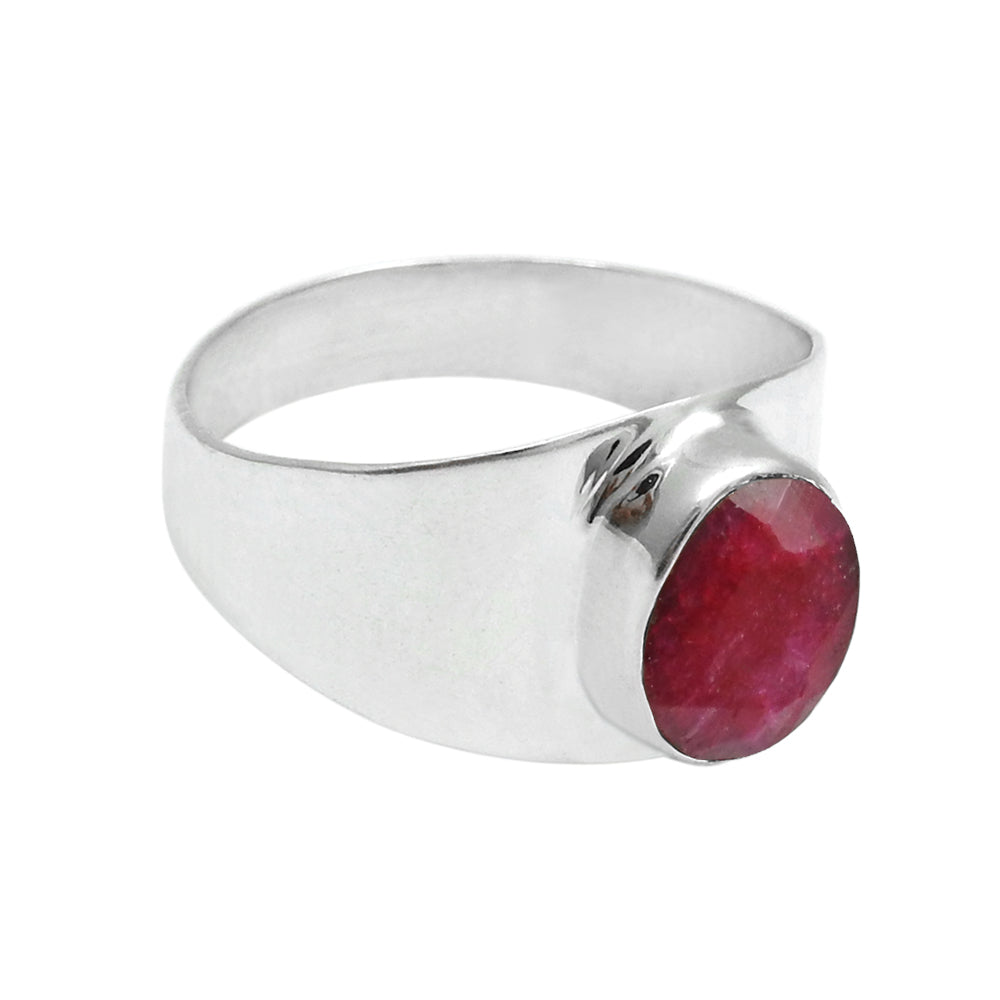 Root Chakra Natural Ruby 925 Sterling Silver Statement Band Ring Jewelry