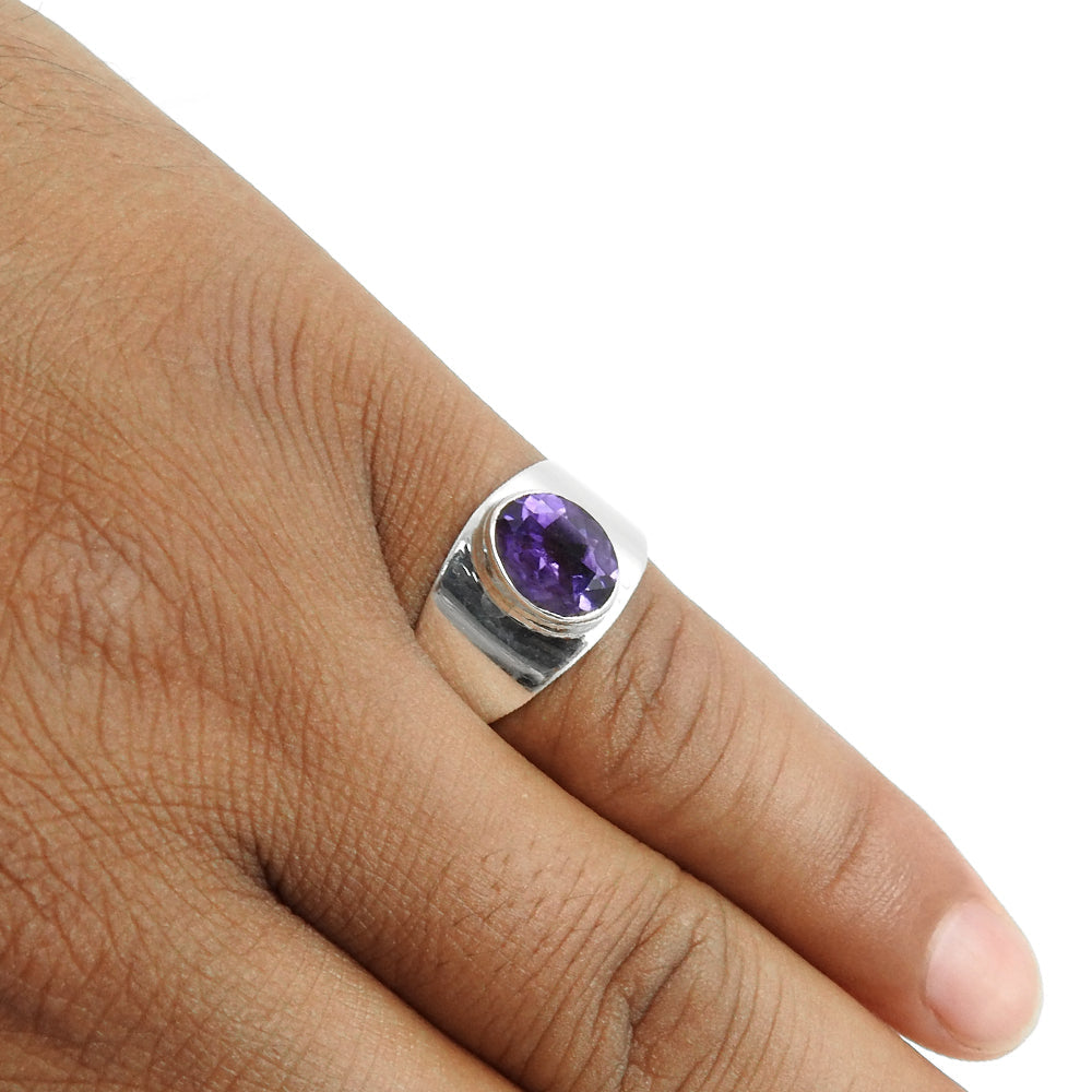 Amethyst Stone Solid Sterling Silver Cocktail Daughter Gift Ring Jewelry