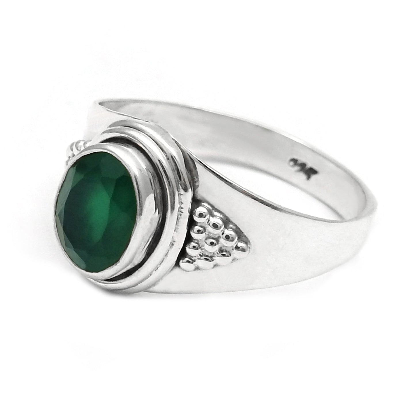 Green Onyx Stone Solid Sterling Silver Artisan Band Christmas Gift Promise Ring