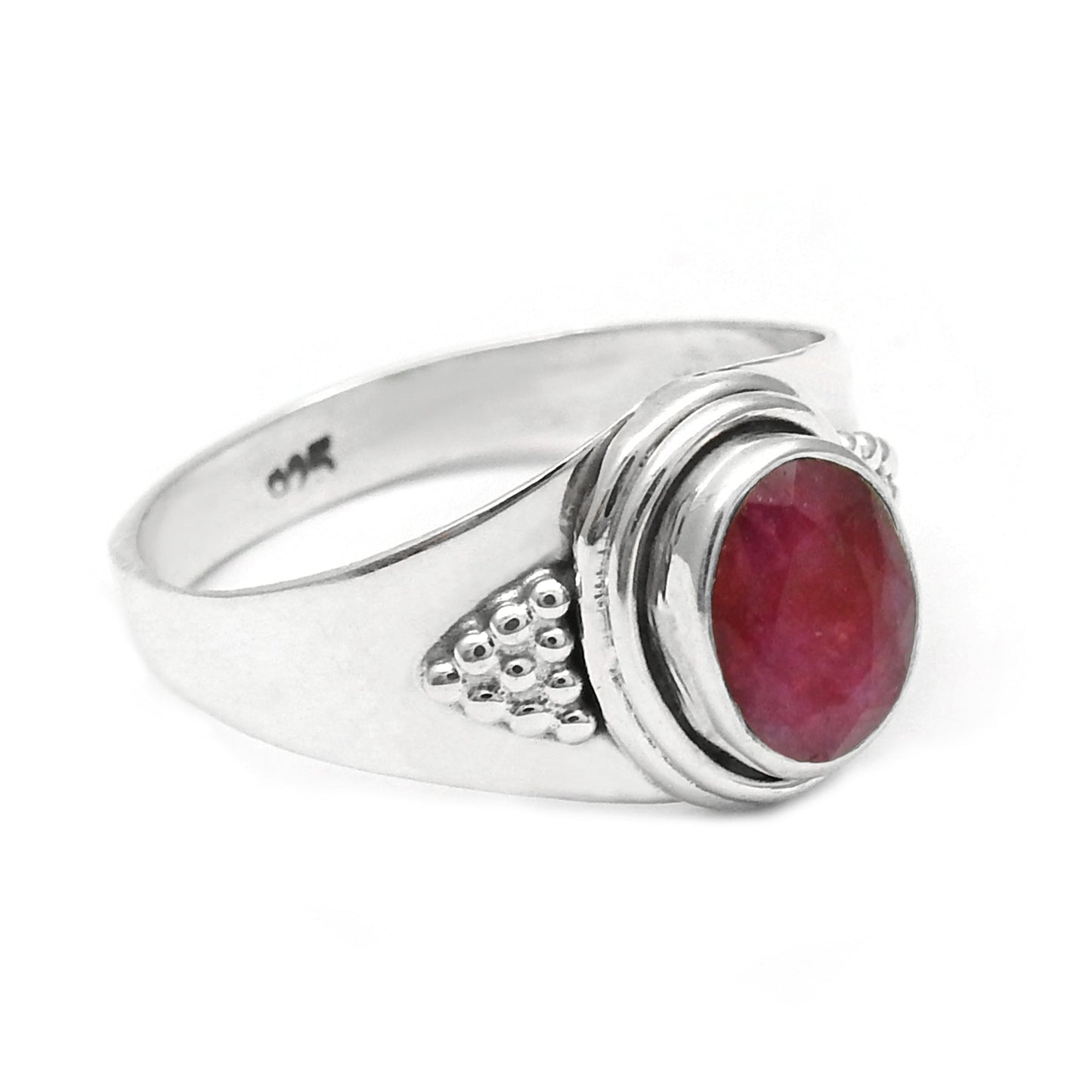 Oval Natural Ruby Daughter Boho Handmade July Band Ring Jewelry 925 Solid Silver