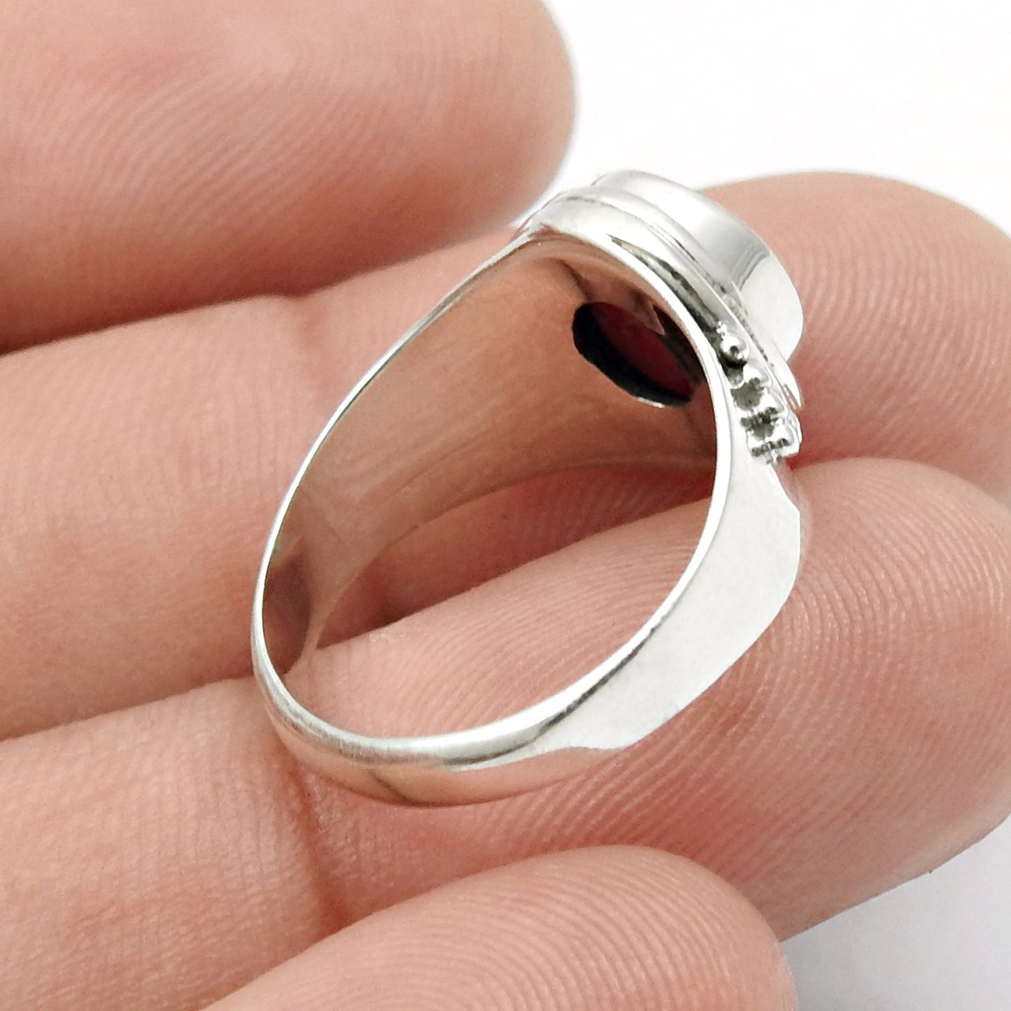 Oval Natural Ruby Daughter Boho Handmade July Band Ring Jewelry 925 Solid Silver