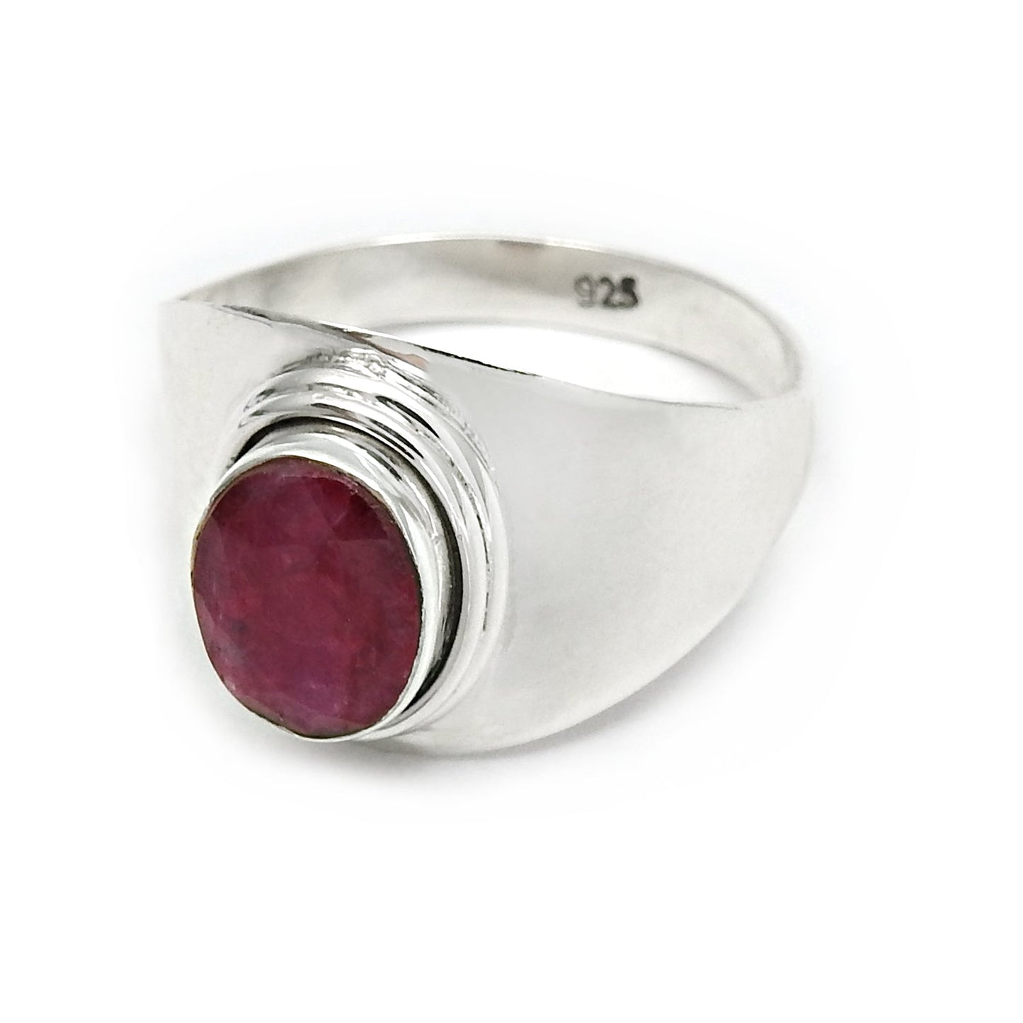 Ruby Stone 925 Sterling Silver Birthday Cocktail Bezel Mother Ring Jewelry