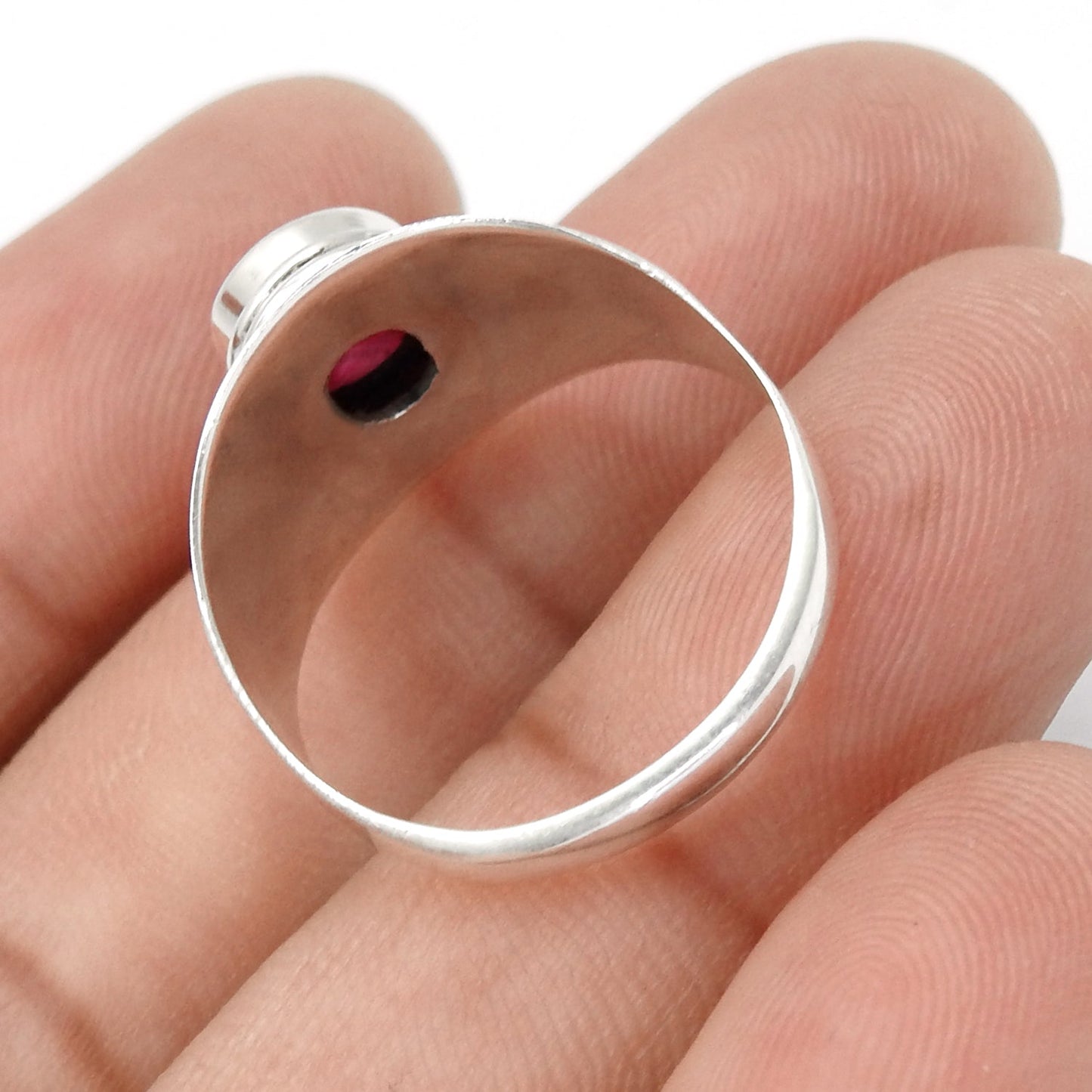 Ruby Stone 925 Sterling Silver Birthday Cocktail Bezel Mother Ring Jewelry
