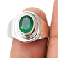 Oval Natural Green Onyx 925 Solid Silver Wedding Bezel Band Ring Jewelry