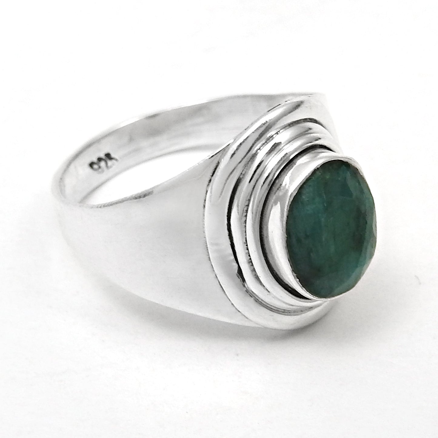 Natural Emerald Solid Sterling Silver Cocktail Birthday May Ring Jewelry