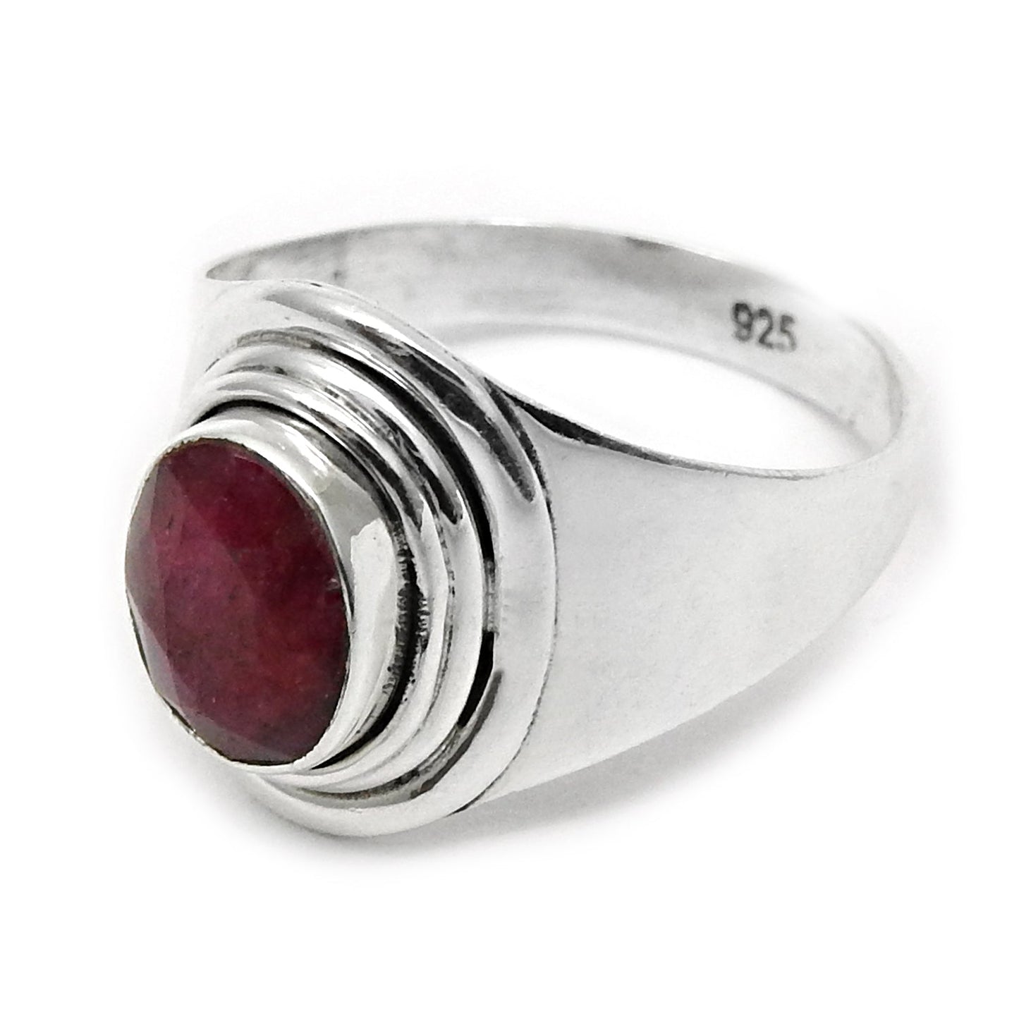 Natural Ruby Band Birthday Daughter Gift Ring Jewelry 925 Solid Silver