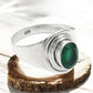Oval Natural Green Onyx 925 Solid Silver Wedding Bezel Band Ring Jewelry
