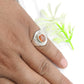 Natural Sun Stone 925 Solid Silver Women Gift Cocktail Ring