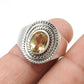 Citrine Stone Solid 925 Silver Bezel Cocktail Ring Women Gift Jewelry