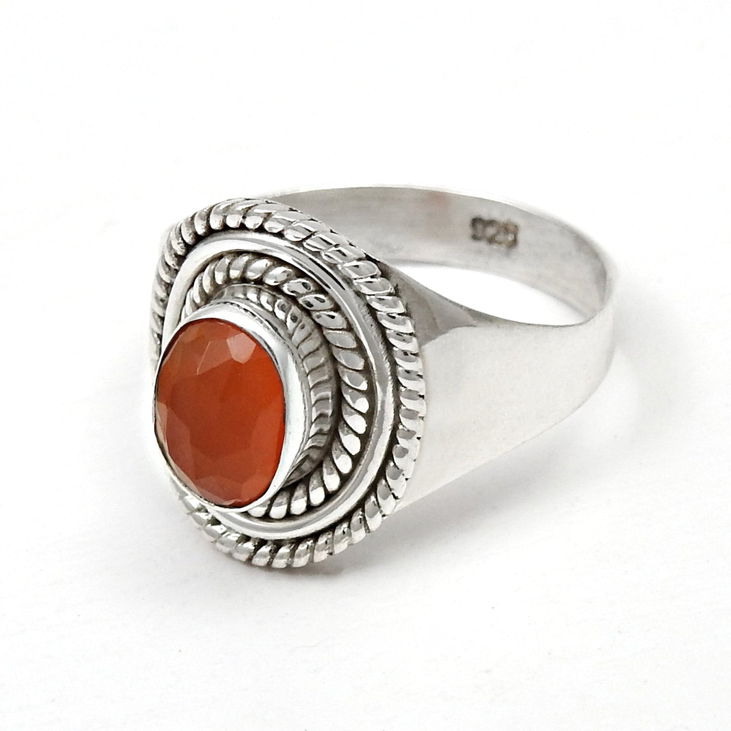 Carnelian Gemstone Solid Sterling Silver Bezel Handmade Ring