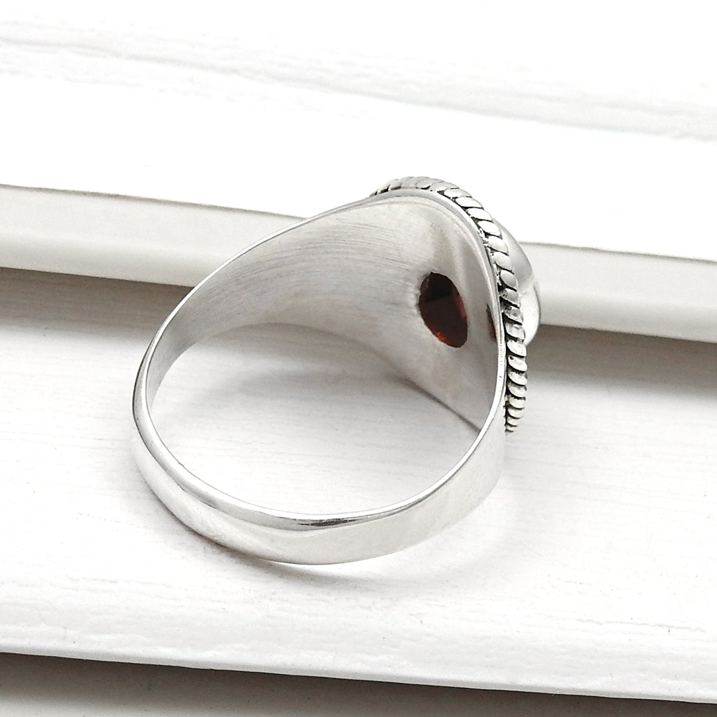 Natural Red Garnet 925 Sterling Silver Anniversary Gift Ring