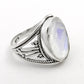 Rainbow Moonstone 925 Sterling Silver Boho Cocktail Ring Size 8.5