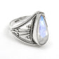 Pear Rainbow Moonstone 925 Silver Cocktail Handmade Ring Jewelry Size 7