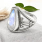 Pear Rainbow Moonstone 925 Silver Cocktail Handmade Ring Jewelry Size 7