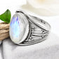 Rainbow Moonstone Bezel Cocktail Ring Jewelry 925 Sterling Silver