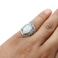 Blue Fire Rainbow Moonstone 925 Sterling Silver Wedding Cocktail Ring