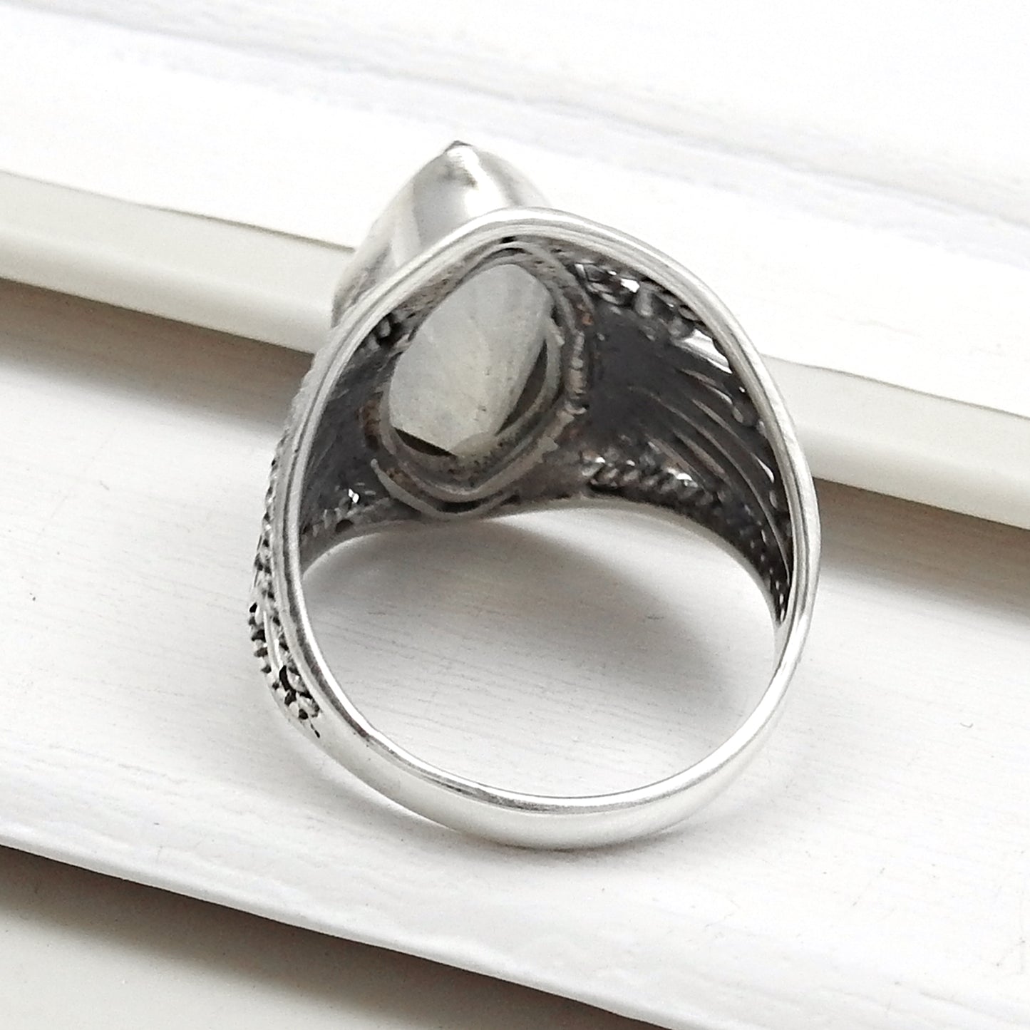 Blue Fire Rainbow Moonstone 925 Sterling Silver Wedding Cocktail Ring